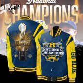 2023 National Champions Go Blue Michigan Wolverines Baseball Jacket - Blue