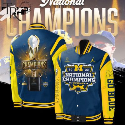 2023 National Champions Go Blue Michigan Wolverines Baseball Jacket - Blue