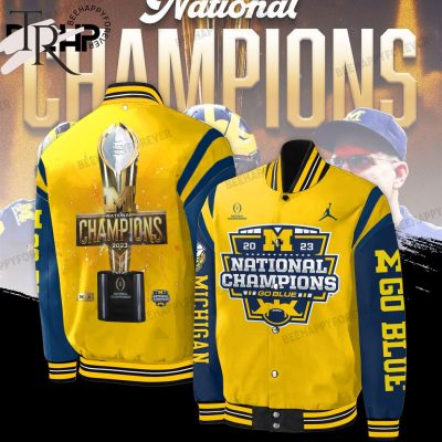 2023 National Champions Go Blue Michigan Wolverines Baseball Jacket - Yellow