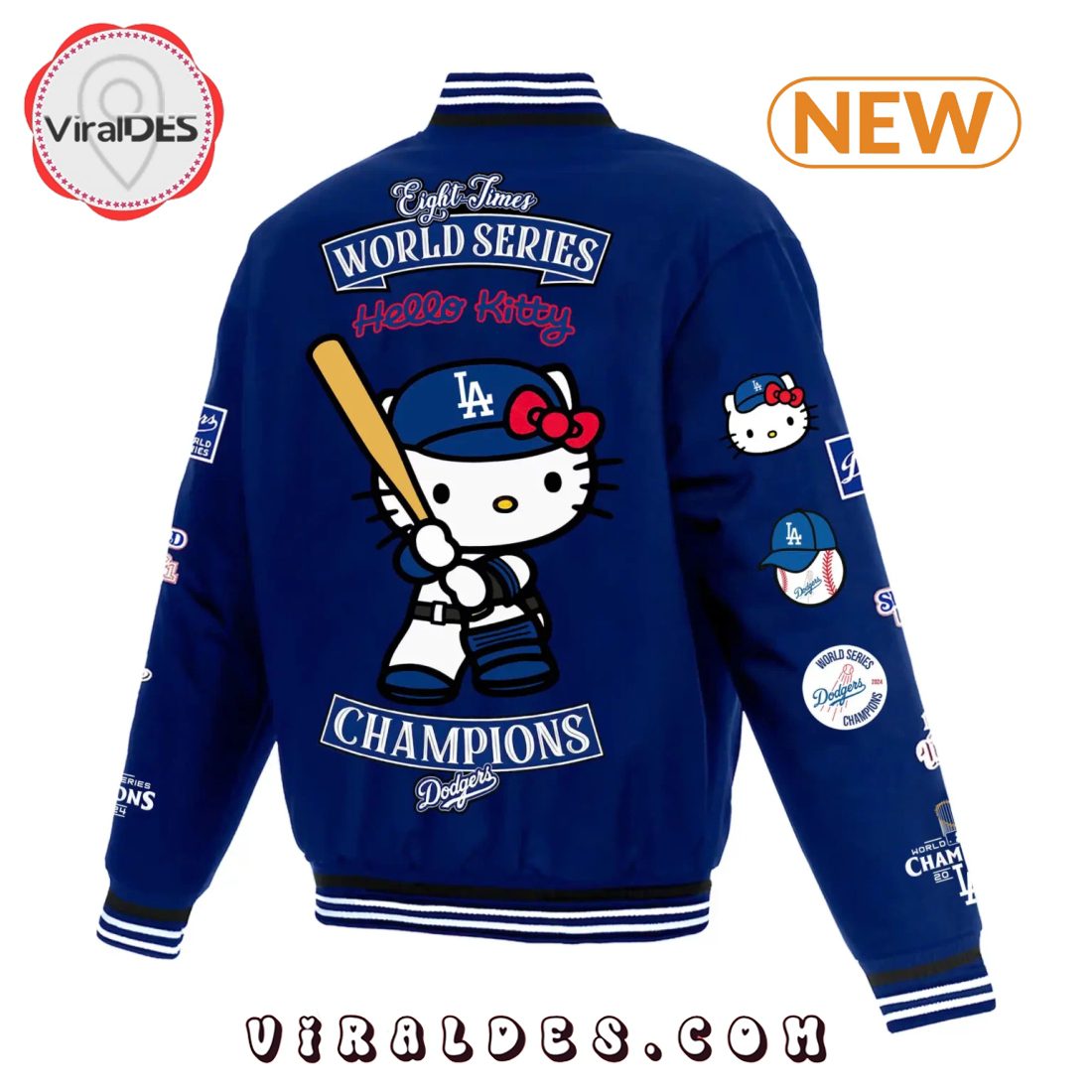 2024 Los Angeles Dodgers X Hello Kitty Champions Baseball Jacket 2024 Los Angeles Dodgers X Hello Kitty Champions Baseball Jacket