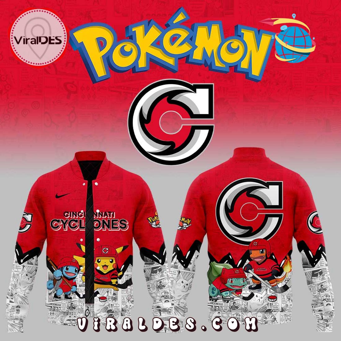 2025 Cincinnati Cyclones x Pok?mon New Baseball Jacket 2025 Cincinnati Cyclones x Pok?mon New Baseball Jacket