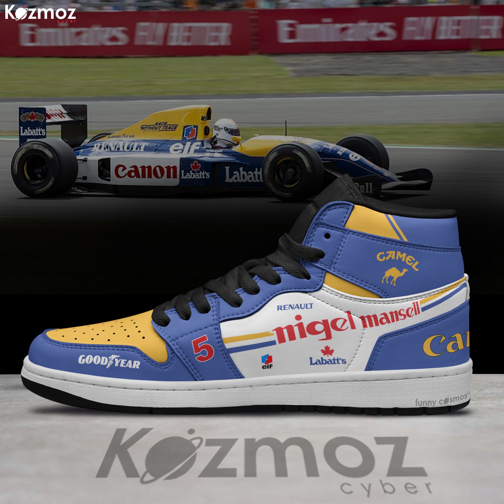 AMG Petronas Nigel Mansell Custom Shoes Williams Renault FW14B Livery 1992 Racing Shoes AMG Petronas Nigel Mansell Custom Shoes Williams Renault FW14B Livery 1992 Racing Shoes