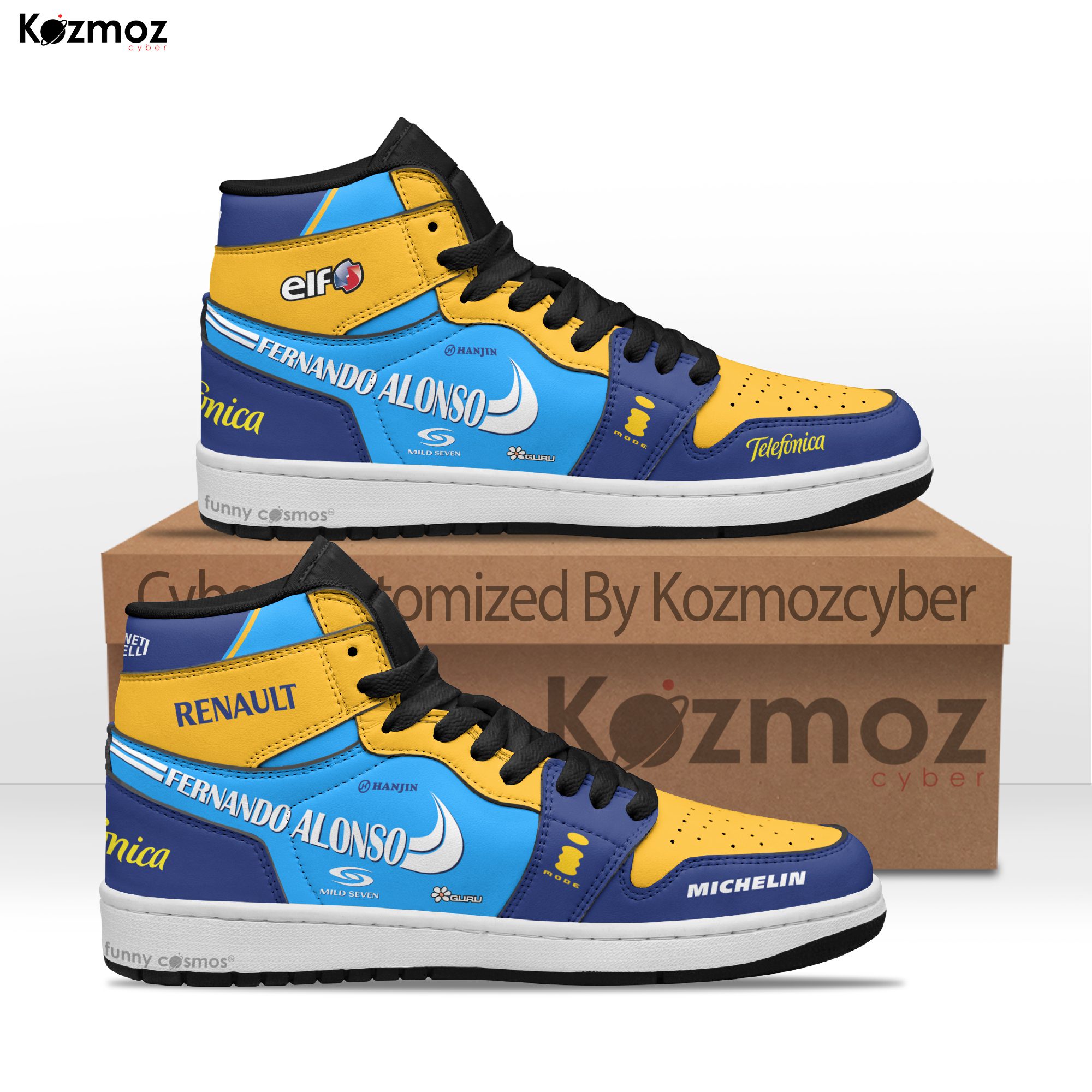 Renault Fernando Alonso Custom Shoes Renault R25 Livery 2005 Racing Shoes Renault Fernando Alonso Custom Shoes Renault R25 Livery 2005 Racing Shoes