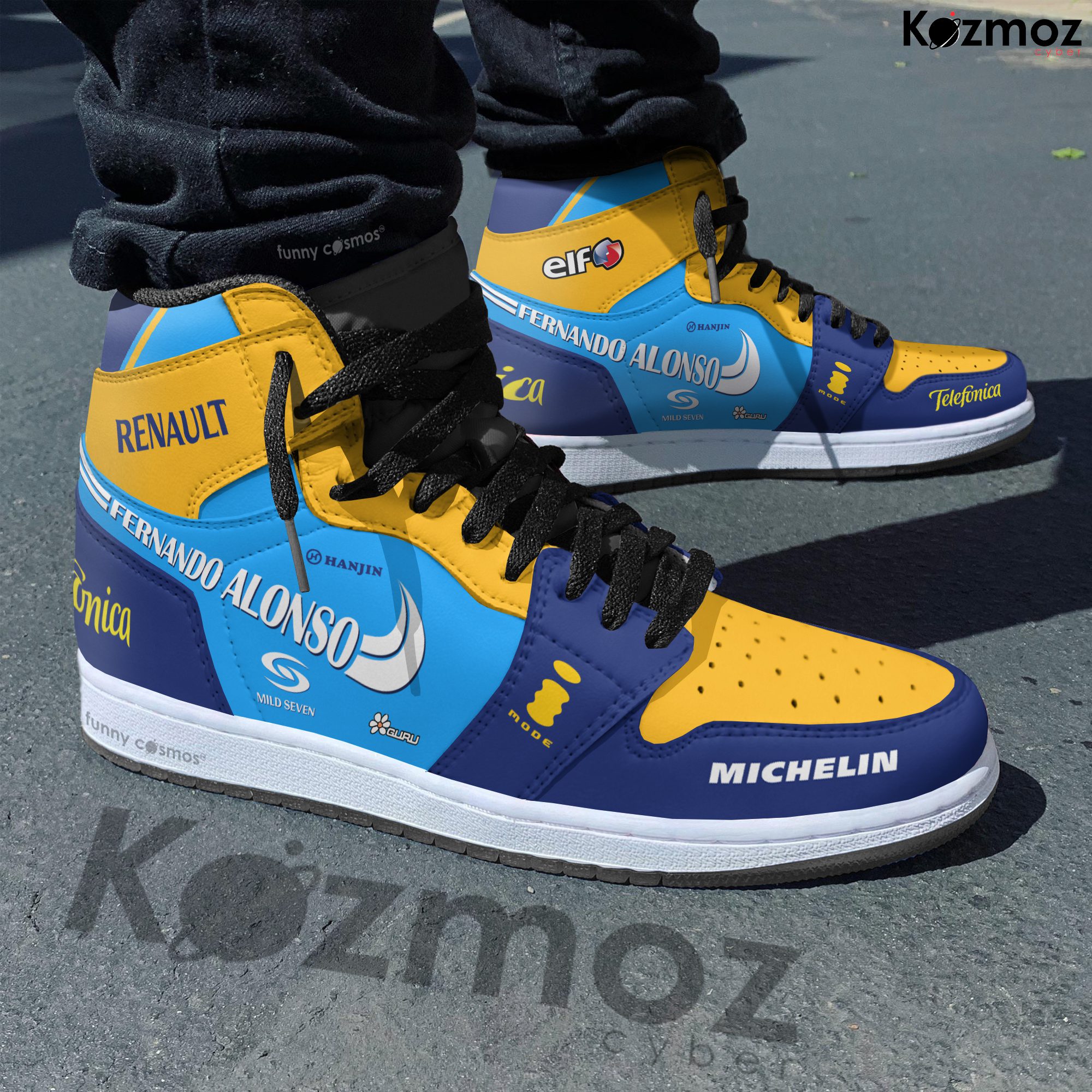 Renault Fernando Alonso Custom Shoes Renault R25 Livery 2005 Racing Shoes Renault Fernando Alonso Custom Shoes Renault R25 Livery 2005 Racing Shoes