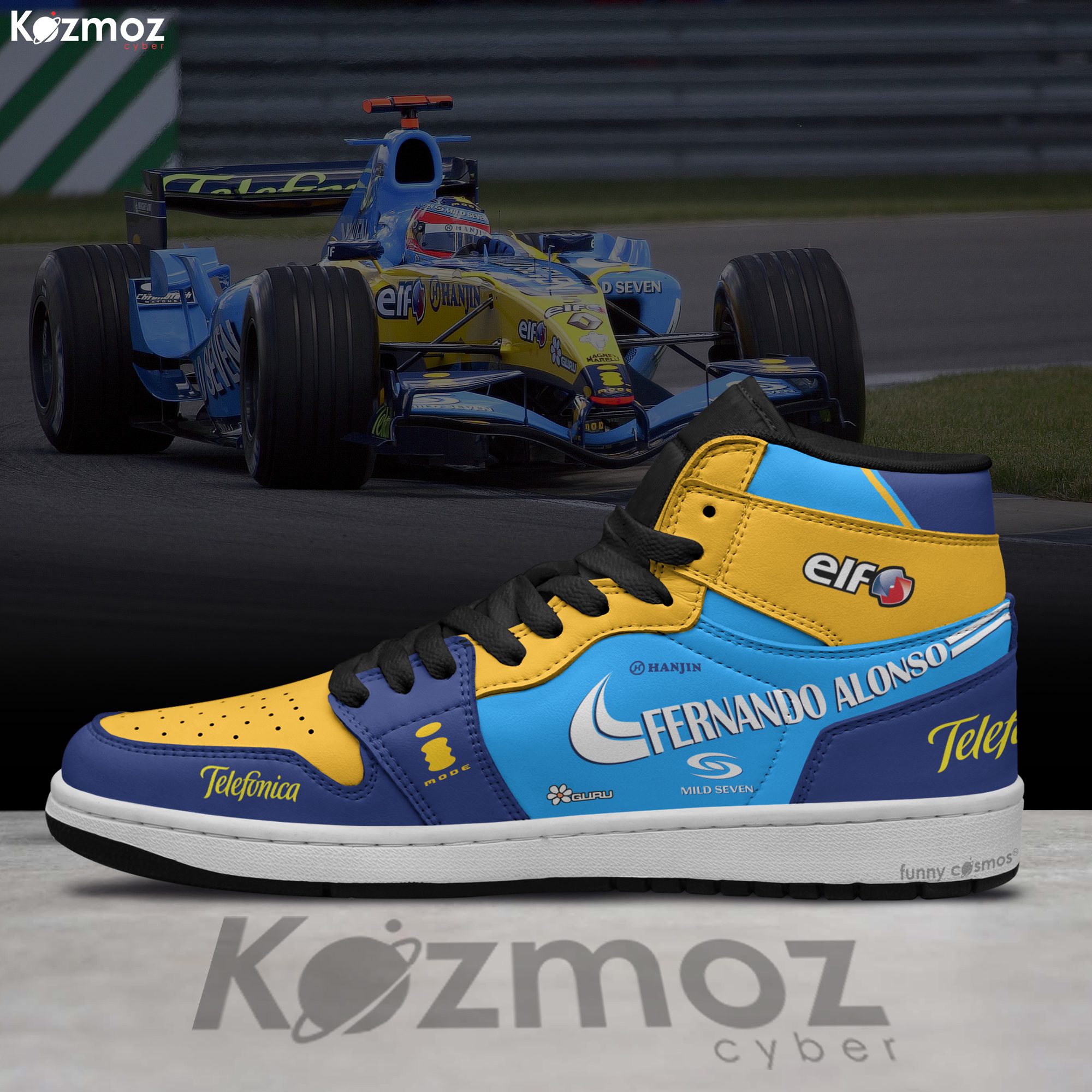 Renault Fernando Alonso Custom Shoes Renault R25 Livery 2005 Racing Shoes Renault Fernando Alonso Custom Shoes Renault R25 Livery 2005 Racing Shoes