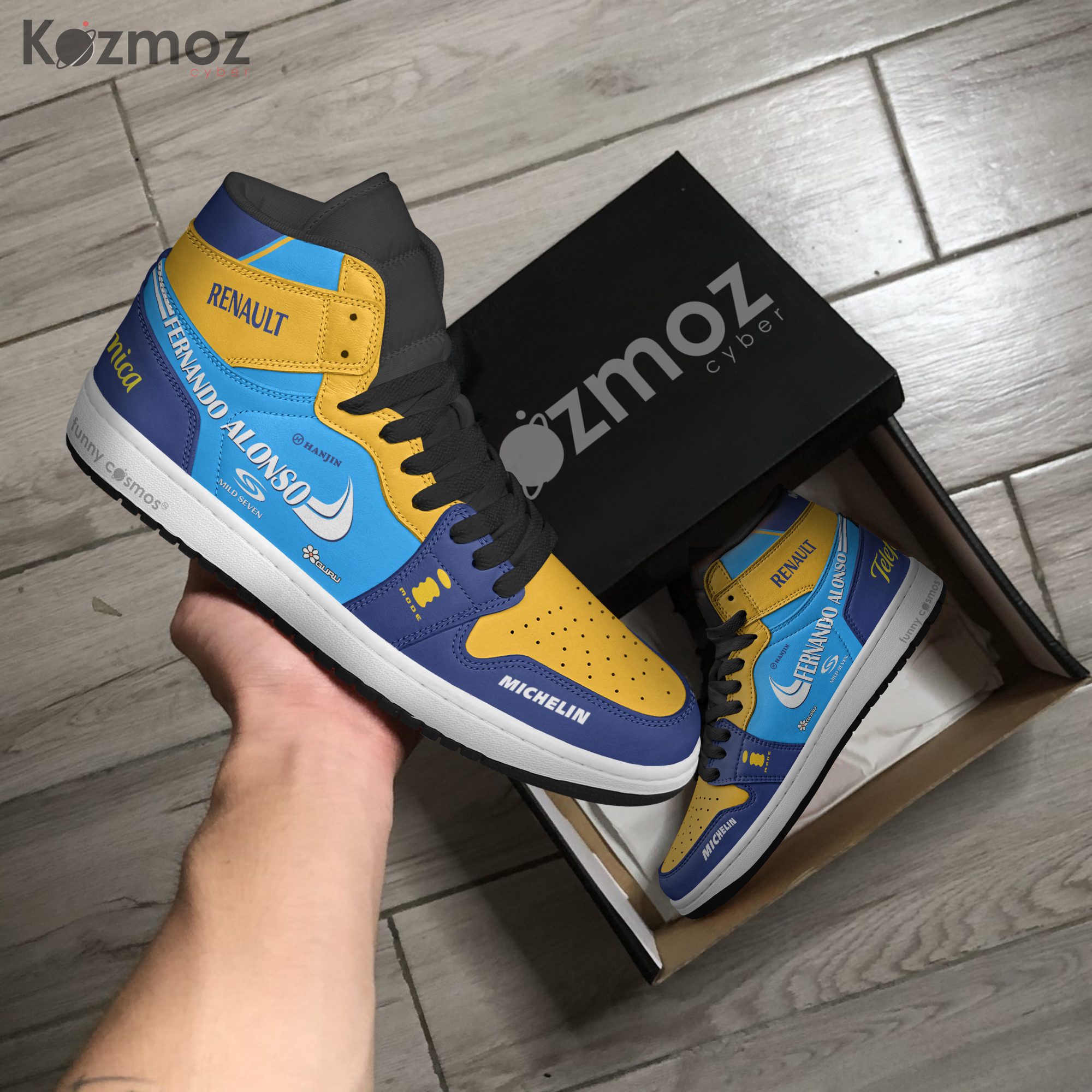 Renault Fernando Alonso Custom Shoes Renault R25 Livery 2005 Racing Shoes Renault Fernando Alonso Custom Shoes Renault R25 Livery 2005 Racing Shoes