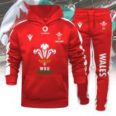 Welsh Rugby Union CS Name Sweatshirt Hoodie Zipper and Pants Set