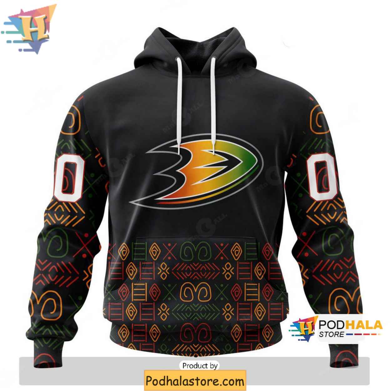 Anaheim Ducks 3D Hoodie Black History Month Cultural Design Edition Anaheim Ducks 3D Hoodie Black History Month Cultural Design Edition