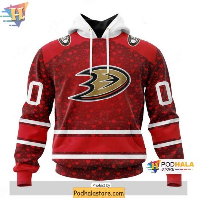 Anaheim Ducks 3D Hoodie Valentines Day Edition NHL Anaheim Ducks Apparel