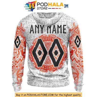 Anaheim Ducks 3D Hoodie with Norse Viking Symbols, Custom Name Hockey Apparel