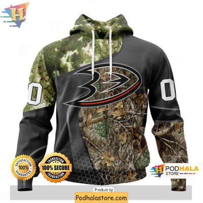 Anaheim Ducks 3D Hoodie with Personalized Hunting Camo Design