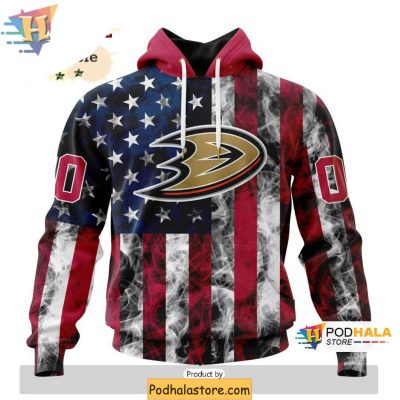Anaheim Ducks American Flag 3D Hoodie Customizable Independence Design