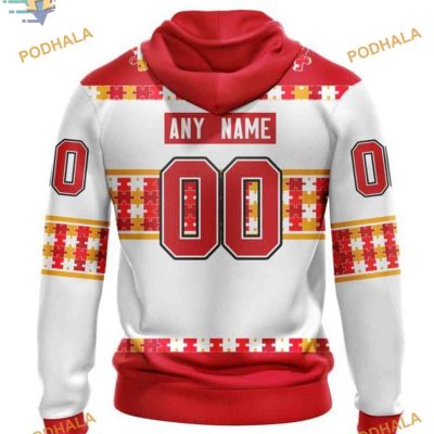 Autism Awareness Custom Name And Number NHL Calgary Flames Hoodie 3D