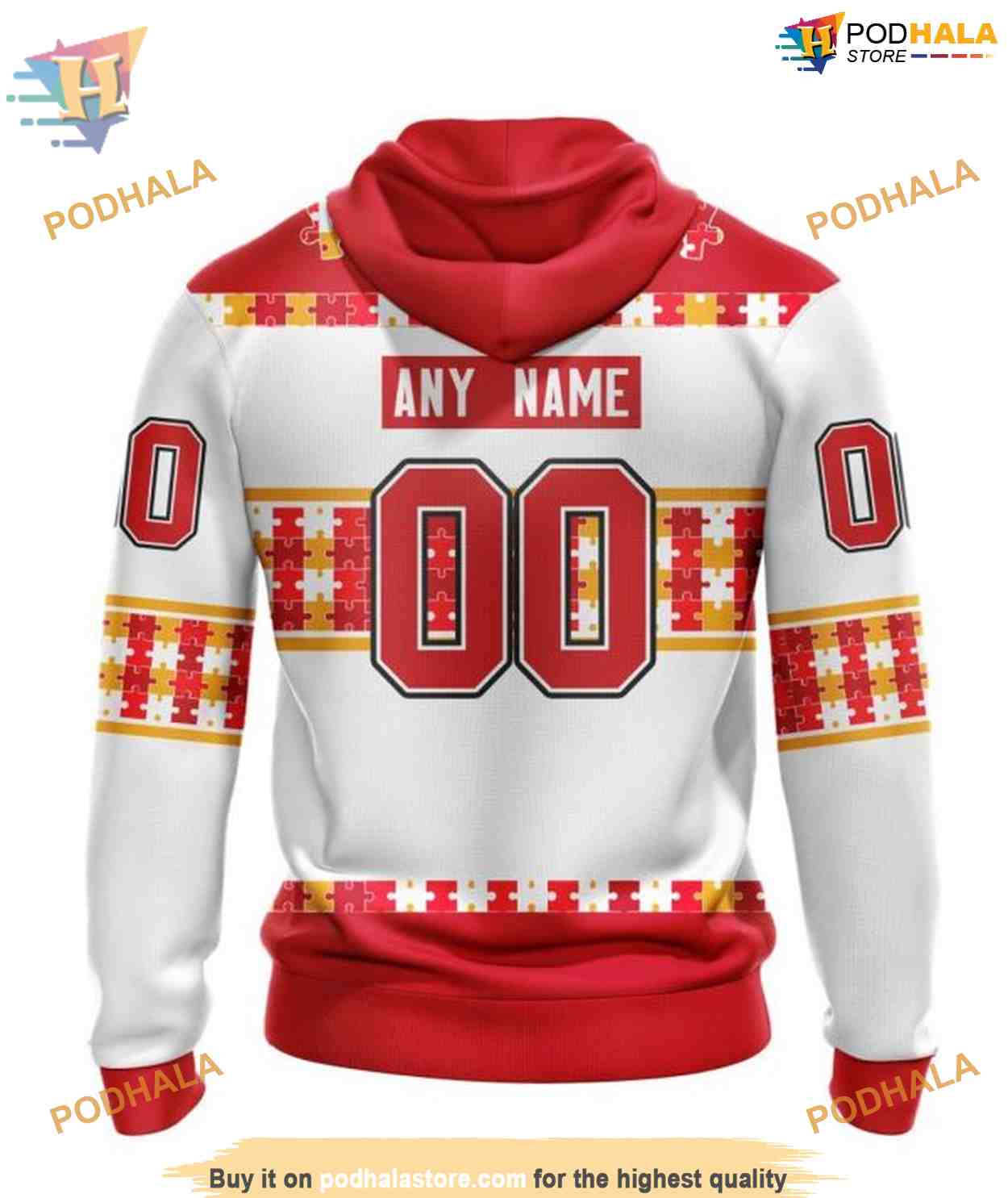 Autism Awareness Custom Name And Number NHL Calgary Flames Hoodie 3D Autism Awareness Custom Name And Number NHL Calgary Flames Hoodie 3D