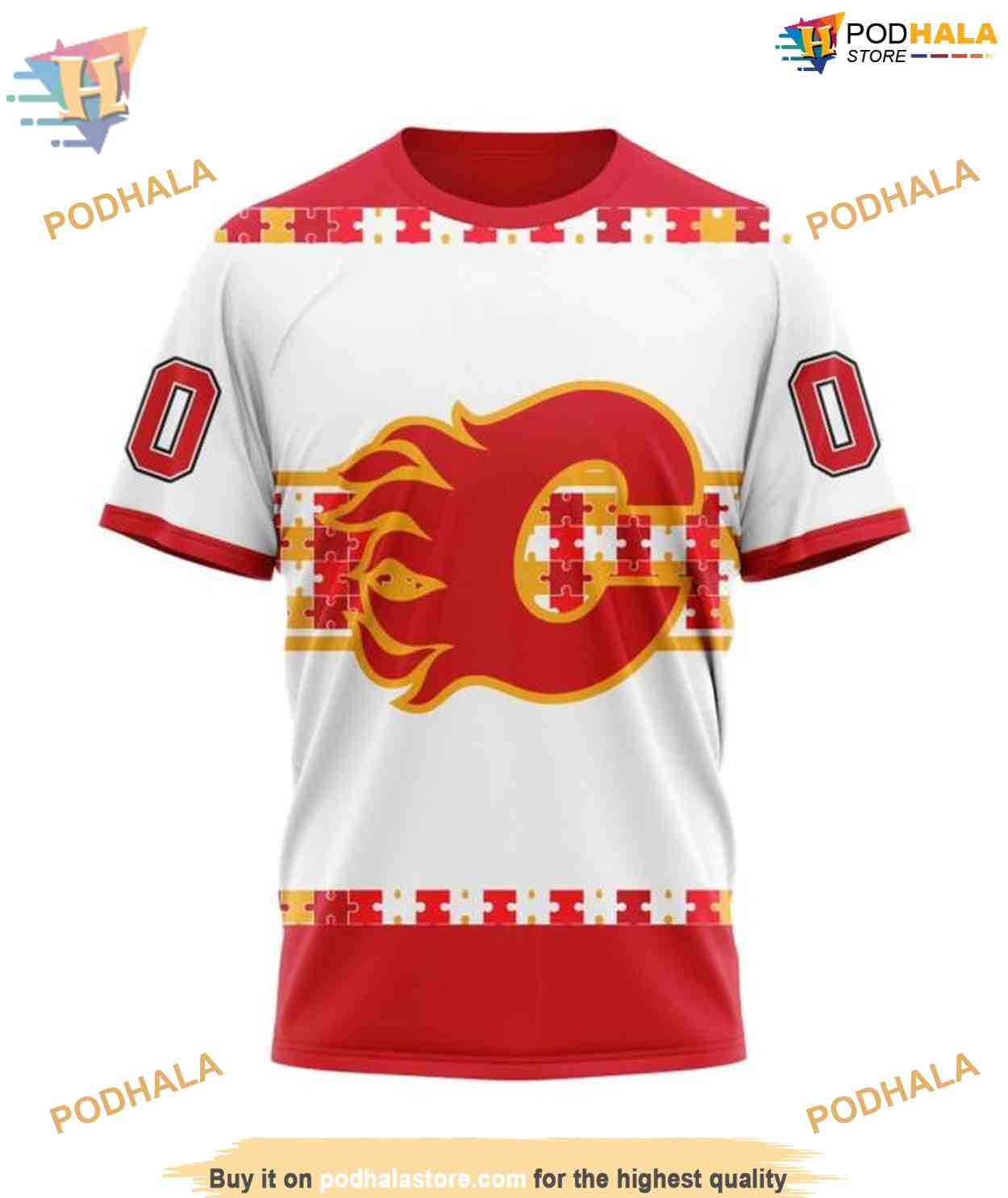 Autism Awareness Custom Name And Number NHL Calgary Flames Hoodie 3D Autism Awareness Custom Name And Number NHL Calgary Flames Hoodie 3D