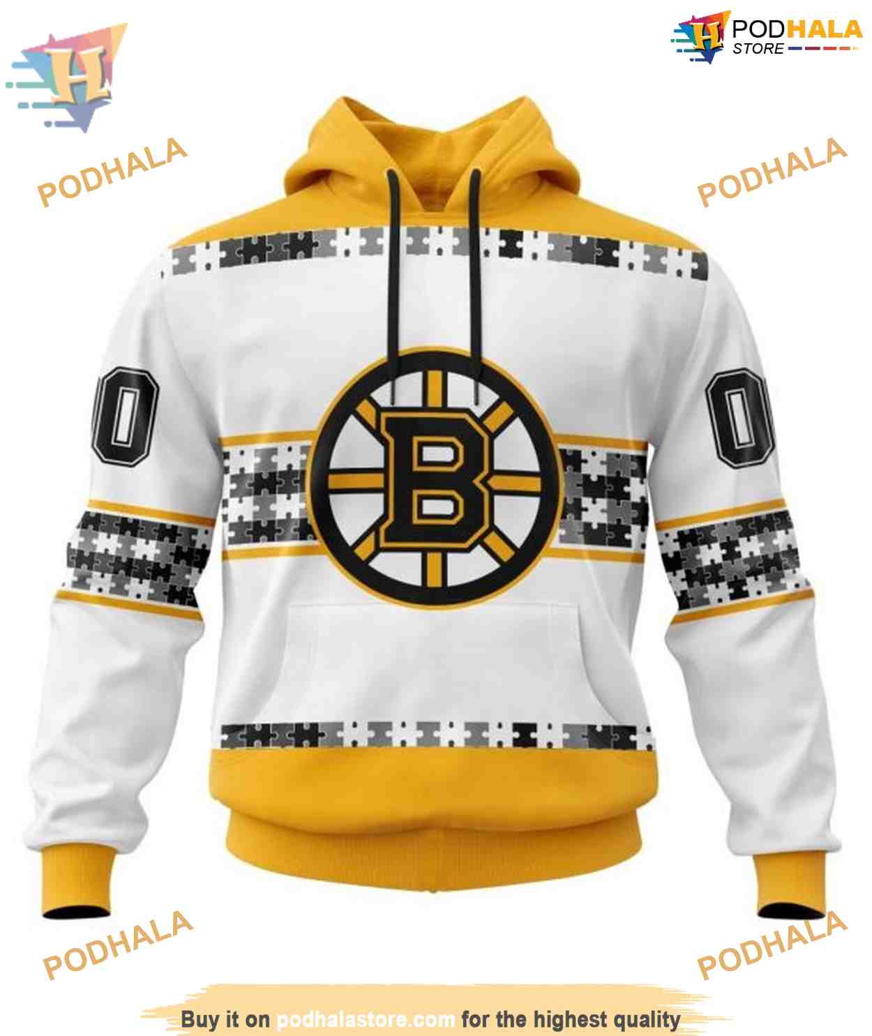 Autism Awareness Custom Name NHL Boston Bruins Hoodie 3D, Supportive Apparel Autism Awareness Custom Name NHL Boston Bruins Hoodie 3D, Supportive Apparel