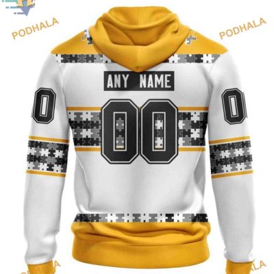 Autism Awareness Custom Name NHL Boston Bruins Hoodie 3D, Supportive Apparel
