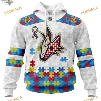 Autism Awareness NHL Arizona Coyotes Hoodie 3D, Personalized Arizona Coyotes 3D Apparel