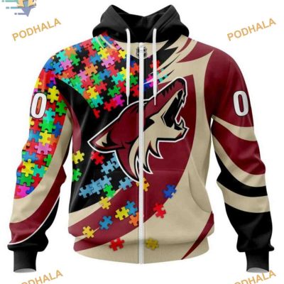 Autism Awareness NHL Personalized Arizona Coyotes Hoodie 3D, Arizona Coyotes Unique Apparel