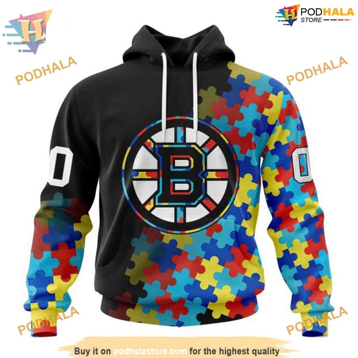 Autism Awareness Special Black NHL Boston Bruins Hoodie 3D, Unique Apparel Autism Awareness Special Black NHL Boston Bruins Hoodie 3D, Unique Apparel
