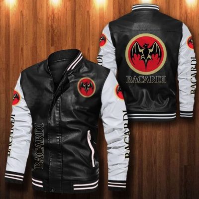 Bacardi Black White Leather Bomber Jacket Bacardi Black White Leather Bomber Jacket