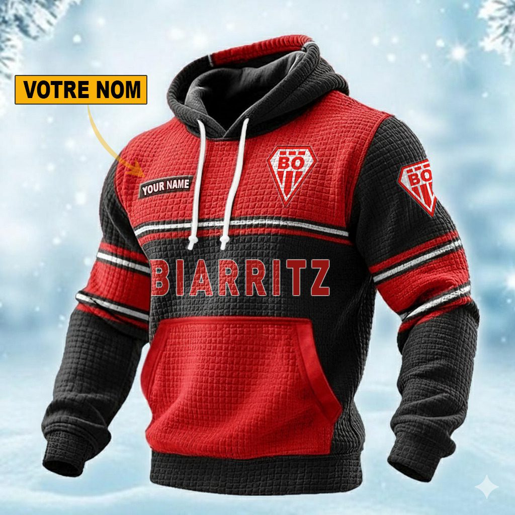 Biarritz Olympique PB Personalized waffle knit hoodie Biarritz Olympique PB Personalized waffle knit hoodie