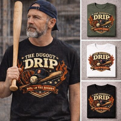 Retro The Dugout Drip baseball lovers Tshirt sweater hoodie for Dad Daughter Son Gift