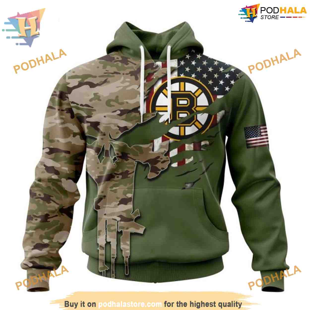 Camo Skull Special Design NHL Custom Boston Bruins Hoodie 3D, Bold Apparel Camo Skull Special Design NHL Custom Boston Bruins Hoodie 3D, Bold Apparel