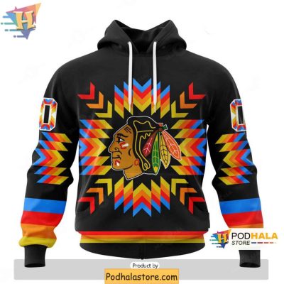 Chicago Blackhawks 3D Hoodie Personalized with Native Pattern Design