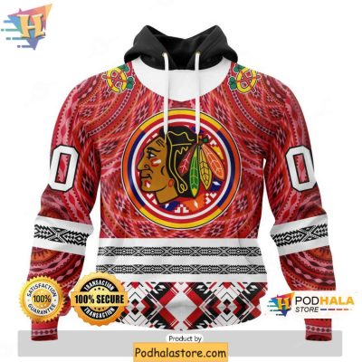 Chicago Blackhawks 3D Hoodie with Native-Inspired Patterns for Fans