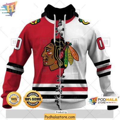 Chicago Blackhawks Broken Mix 3D Hoodie Personalized NHL Apparel for Fans