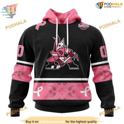 Classic Paisley Breast Cancer NHL Arizona Coyotes Hoodie 3D, Arizona Coyotes Pink Design