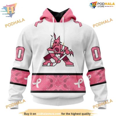 Classic Paisley NHL Breast Cancer Arizona Coyotes Hoodie 3D, Arizona Coyotes Pink Apparel
