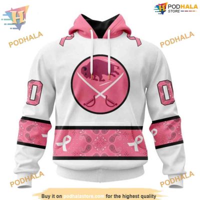 Classic Style Paisley NHL October Pink Breast Cancer Buffalo Sabres 3D Hoodie