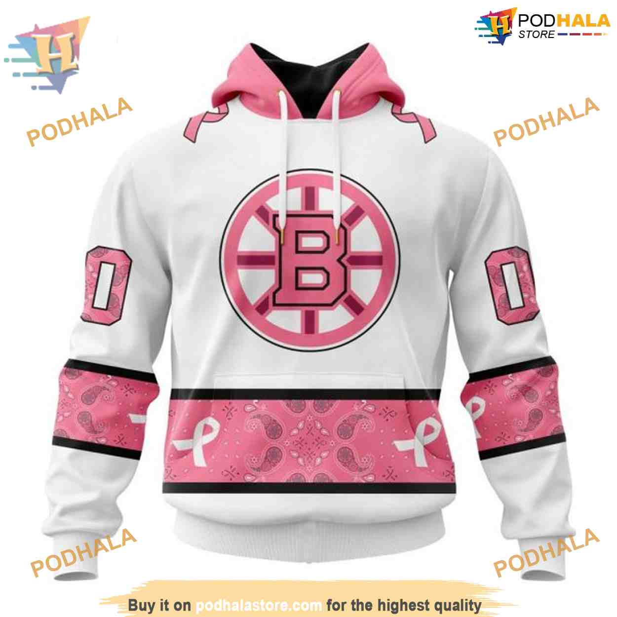 Classic Style Paisley Personalized NHL Boston Bruins Hoodie 3D, Pink October Merch Classic Style Paisley Personalized NHL Boston Bruins Hoodie 3D, Pink October Merch
