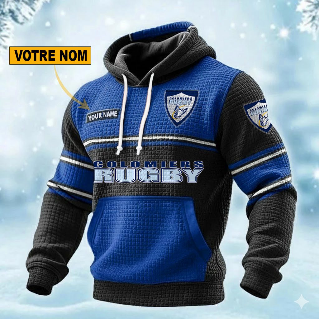 Colomiers Rugby Personalized waffle knit hoodie Colomiers Rugby Personalized waffle knit hoodie