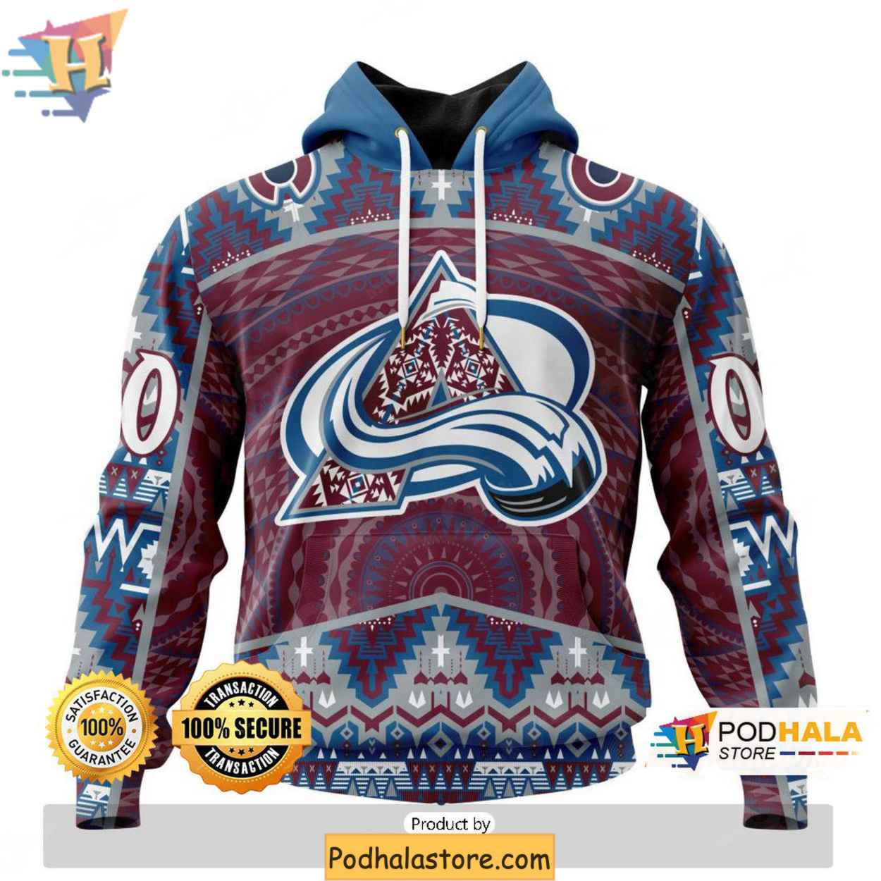 Colorado Avalanche 3D Hoodie, Native Pattern NHL Fan Gear Apparel Colorado Avalanche 3D Hoodie, Native Pattern NHL Fan Gear Apparel