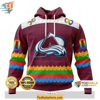 Colorado Avalanche 3D Hoodie, Personalized NHL Autism Awareness Design