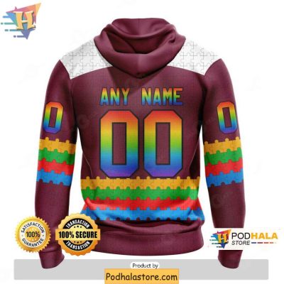 Colorado Avalanche 3D Hoodie, Personalized NHL Autism Awareness Design