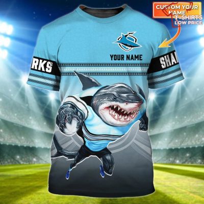 Cronulla-sutherland Sharks Nrl Personalized Name 3D T-Shirt Hoodie Zipper Hoodie for men and women
