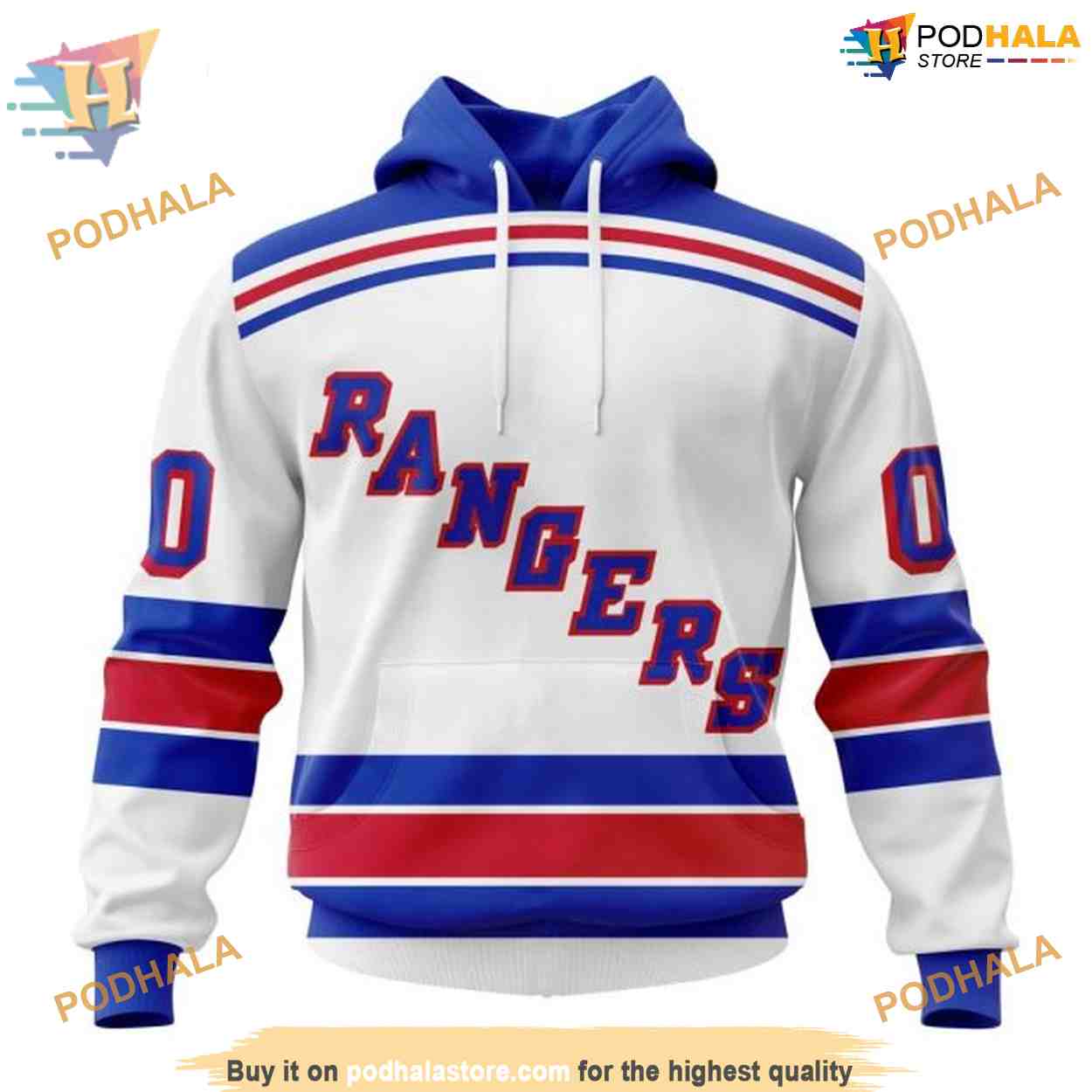 Custom 2023 Away Kits NHL New York Rangers Hoodie 3D Custom 2023 Away Kits NHL New York Rangers Hoodie 3D