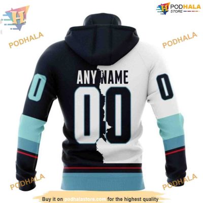 Custom 2023 Home Mix Away NHL Seattle Kraken Hoodie 3D