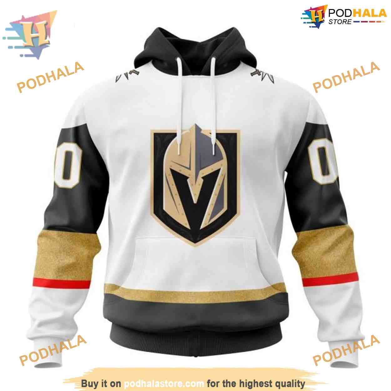 Custom 2023 White Away NHL Vegas Golden Knights Hoodie 3D Custom 2023 White Away NHL Vegas Golden Knights Hoodie 3D