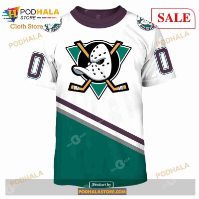 Custom ANAHEIM MIGHTY DUCKS 90s Vintage Throwback Home Sweatshirt Hoodie 3D