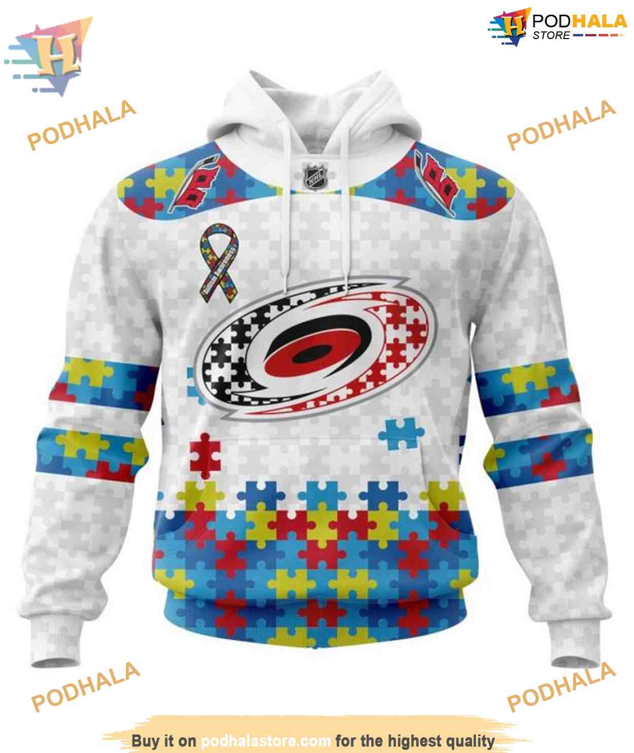 Custom Autism Awareness NHL Carolina Hurricanes Hoodie 3D Sweatshirt Custom Autism Awareness NHL Carolina Hurricanes Hoodie 3D Sweatshirt