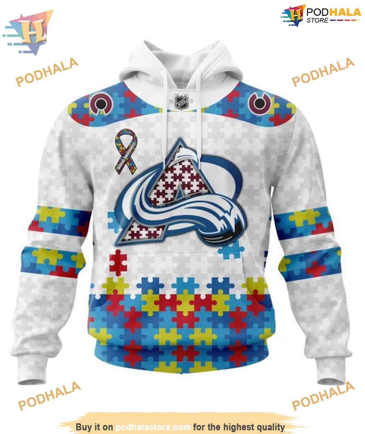 Custom Autism Awareness NHL Colorado Avalanche Hoodie 3D Sweatshirt Custom Autism Awareness NHL Colorado Avalanche Hoodie 3D Sweatshirt