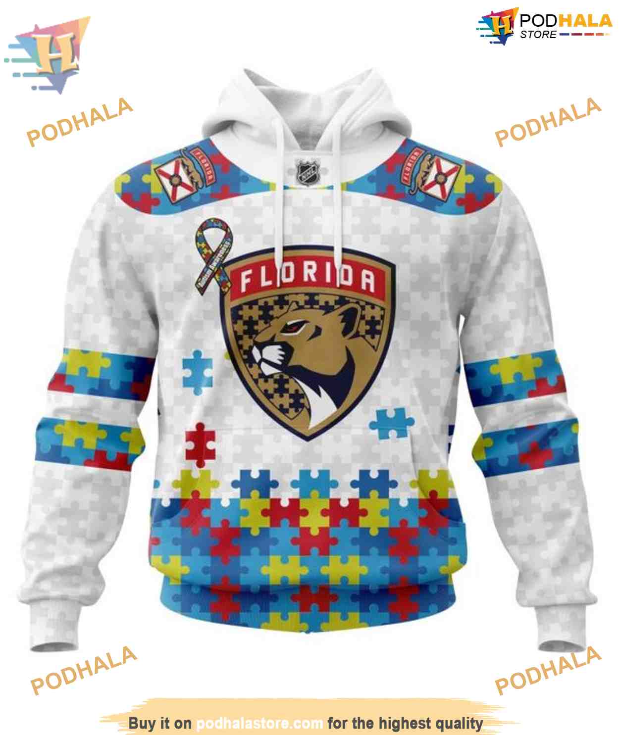 Custom Autism Awareness NHL Florida Panthers Hoodie 3D Custom Autism Awareness NHL Florida Panthers Hoodie 3D