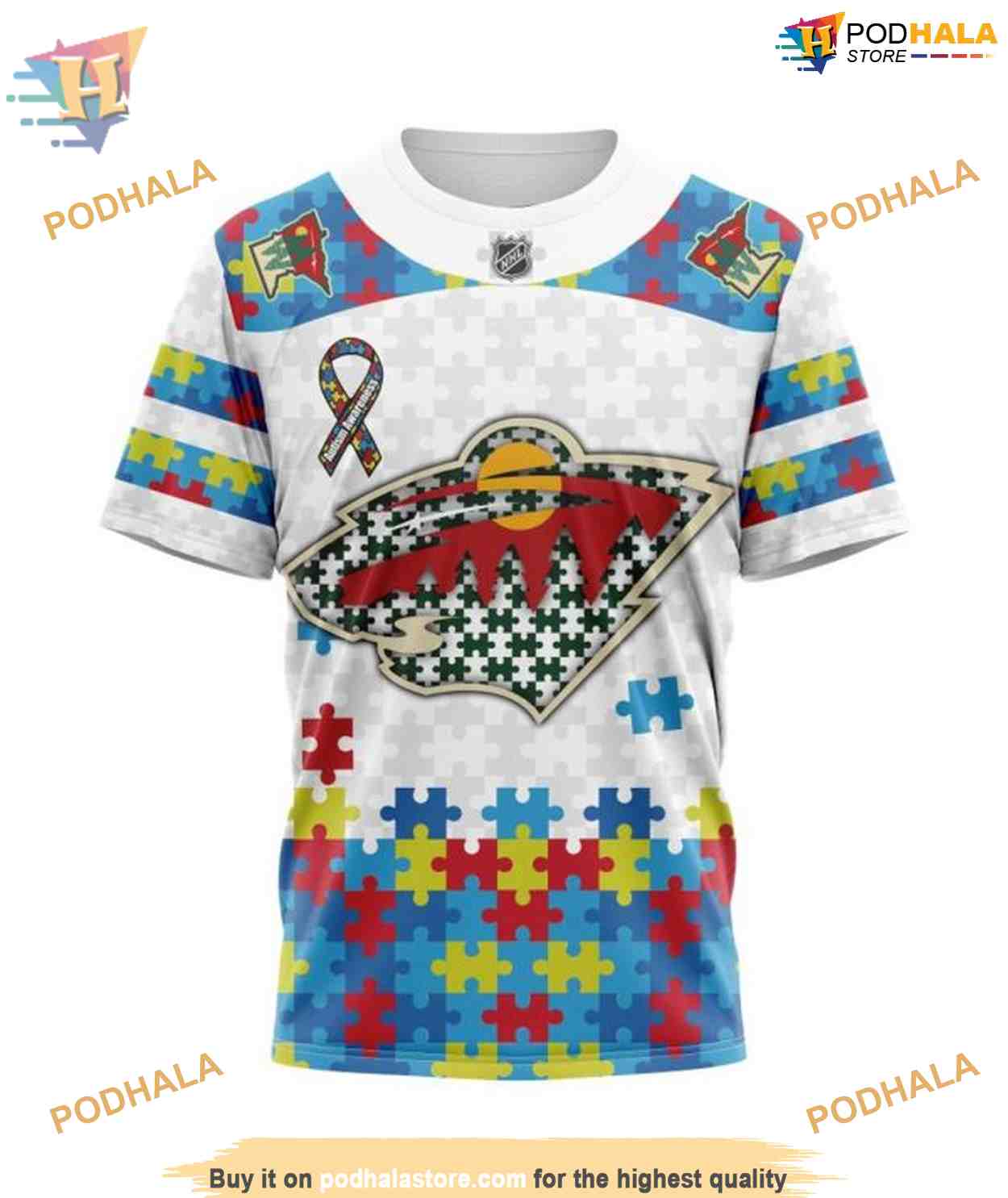 Custom Autism Awareness NHL Minnesota Wild Hoodie 3D Custom Autism Awareness NHL Minnesota Wild Hoodie 3D