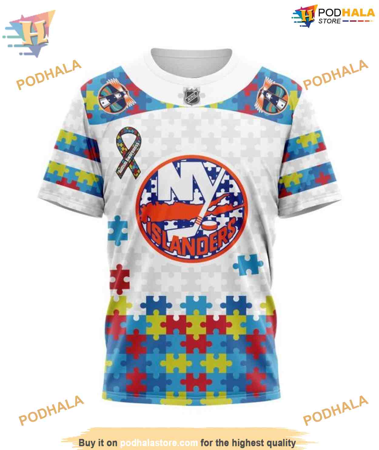 Custom Autism Awareness NHL New York Islanders Hoodie 3D Custom Autism Awareness NHL New York Islanders Hoodie 3D