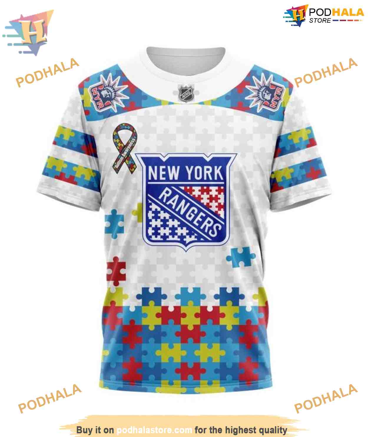 Custom Autism Awareness NHL New York Rangers Hoodie 3D Custom Autism Awareness NHL New York Rangers Hoodie 3D
